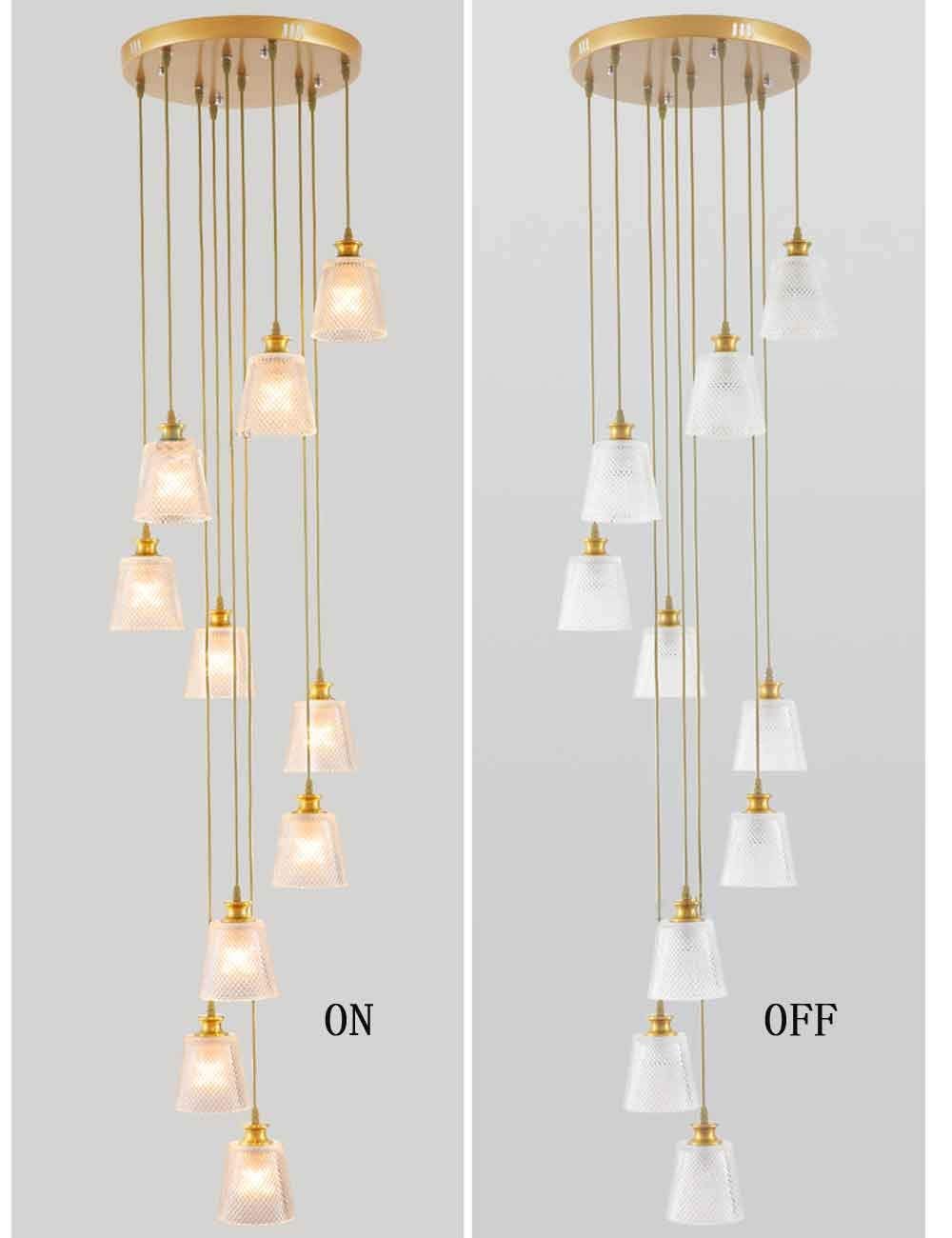 Lámpara de Techo Moderna y Sencilla con Pantalla de Cristal, Ideal para Bares y cafeterías (8 Luces).