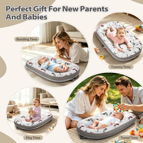 Image of BUTOA Baby Lounger - Breathable Soft Baby Nest, Portable Infant Support Cushion Tummy Time Mat for 0-24 Months, Infant Lounger for Home and Travel, Ideal Newborn Babies Essentials Baby Shower Gifts