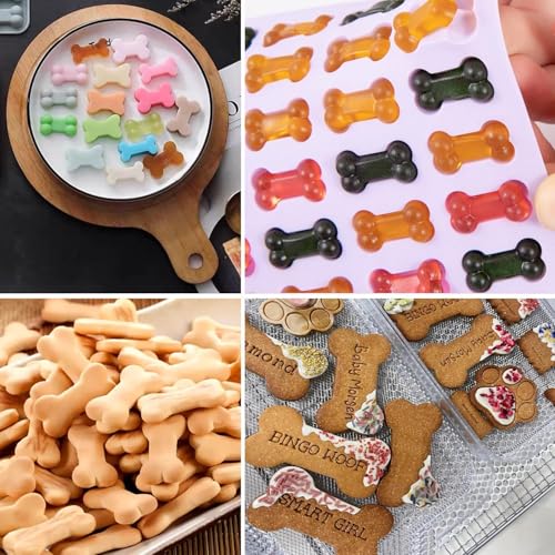 YXHZVON Schokolade Silikonformen, 2 Stück Silikonformen für Knochen, Gummibärchen Form, Hundekekse Backform, Silikon-Backformen für Schokolade, Süßigkeiten, Gelee, Eiswürfel