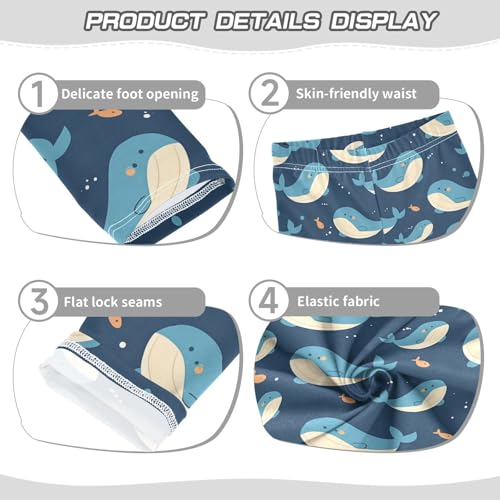 Wusikd Blue Whale Girls' Leggings Toddler Doodles Cute Kids Yoga Pants Dance Active Tights 4T3