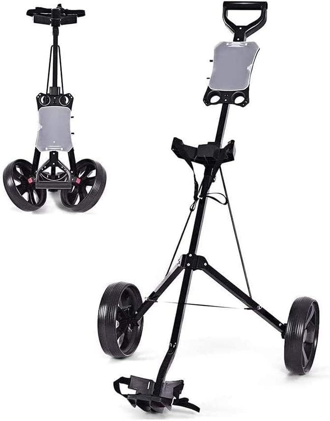 Golf Trolly Golf Push Cart Foldable 2 Wheels Push Pull Cart Trolley for Golf Bag Outdoor Golf Sport Training Match Airport Luggage Check Carrier Cart Golf Caddy
