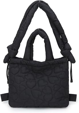 Puffer Tote Bag Quilted Backpack Puffer Crossbody Bags for Women Puffy Shoulder Top Handle Bag Convertible Bubble Purse