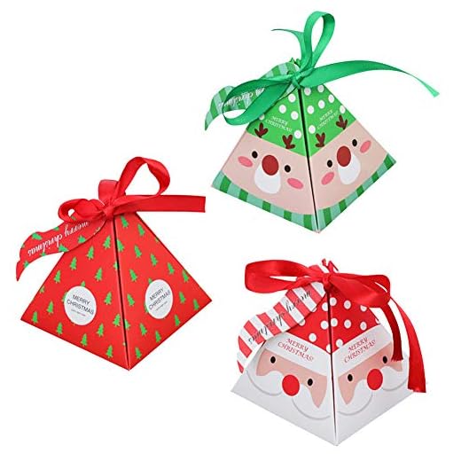 36 pcs Boites Cadeau Noël décoratives Avec 36 Pcs ruban et 36 Pcs Étiquettes, boîtes de friandises décoratives boîtes de friandises, de gâteaux, biscuits, cupcakes, bonbons pour Noël, Thanksgiving