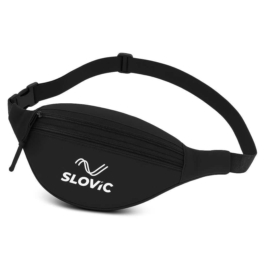slovic Waist Bag for Travelling for Man & Women [with 3 Pockets] | Traveling Bag for Boys & Girls | Premium Stictching Travel Bag for Man | Stylish Zip Pouch for Everyday use | Black-picture-5