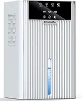 Desumidificador de Ar Ultra Silencioso, 2200ml, Branco, 25W, 7 Cores LED, Modo Noturno, Controle de Umidade para Quarto, Banheiro e Sala