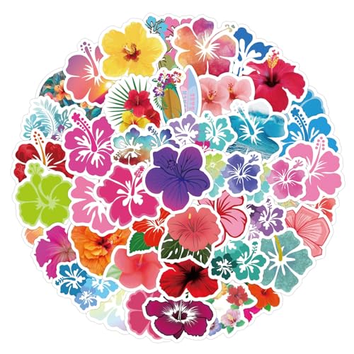 60pcs Aesthetic Hibiscus Stickers for Kids Adults