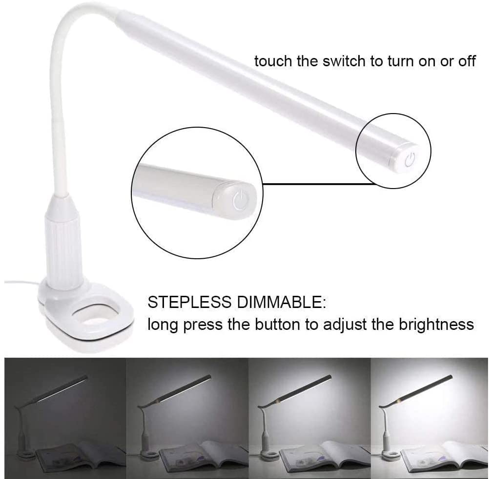 Lampada Da Tavolo Lampada Da Tavolo Dimmerabile Alimentata Tramite USB Lampada Da Tavolo Per Protezione Degli Occhi A LED Controllo Tattile Luce Regolabile Per Lettura A Morsetto Lampada Scrivania Pro