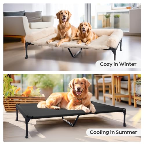 Veehoo VH07JPCWC2331ECP30XLA01 Cooling Elevated Dog Bed + Removable Fluffy Pillow-Top Mat, Plush Raised Dog Bed thumb #4