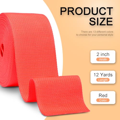Image of CooBigo 12 Yards Webbing 1 inch & 1.5 inch & 2 inch Polypropylene Webbing Strap 1 Inch 1.5 Inch 2 Inch Wide Webbing Strapping for Bags /Lawn Chair /Pool Solar Cover DIY Crafting