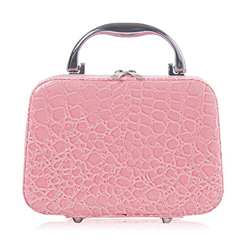 SaiDeng Retro Alligator Pattern PU Leather Cosmetic Case Light Pink