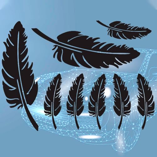 Image of Ouliget Car Stickers Feathers Cover Scratches,Scratch Repair Decoration Vinyl Decals,Car Decoration Mirror Sticker Laptop Wall Decal,Black