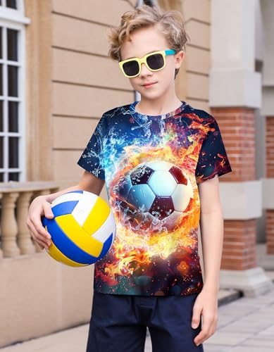 Image of 3D Graphic Short Sleeve Shirts Boys Girls Cool T-Shirt Unisex Novelty Tees for 7-12 Years Teens