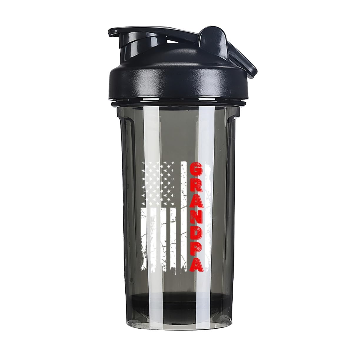 Firefighter Fireman Retired Gradpa America Flag 18 Ounce Shaker Bottle Drink Mixer Leak-proof Pre Workout Protein Shakes Meal Replacement Shakes Bottles 500ML/18 Oz Black