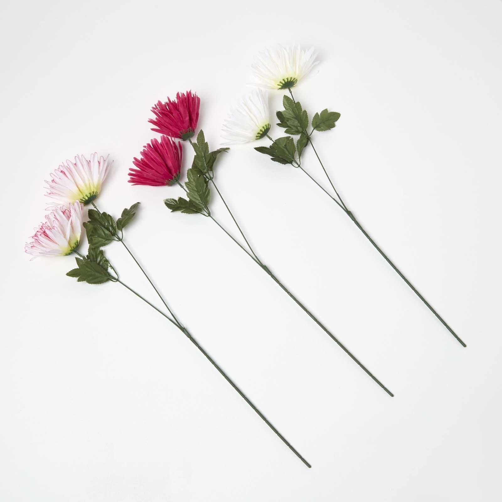 Homescapes Unisex Multicolor Artificial Chrysanthemum Single Stem Set Of 3