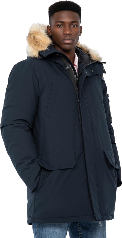 Schott NYC Men's Parka, Navy, X-Large (NELSON20), 100% Polyester, Standard Fit