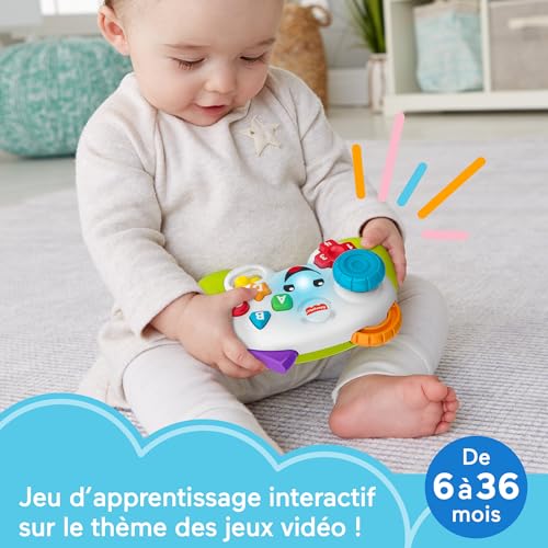 Fisher Price Jouet Rires et Éveil pour bébé et Tout Petit Manette de Jeu et d’Apprentissage Faux Jeu vidéo avec Musique et lumières à partir de Version française HXB63 - vue 2