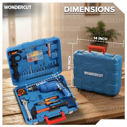 Image of WONDERCUT Professional-Impact Drill Tool Kit, 780W, 3000 RPM, 13mm Chuck, Blue BMC WC-13DK-100 Power & Hand Tool Kit (105 Tools)