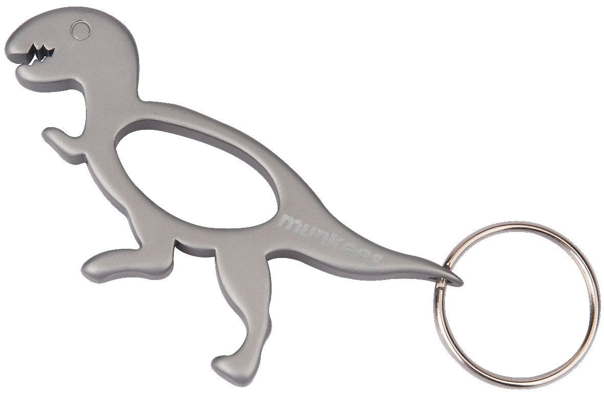 Munkees Dinosaur T-Rex Bottle Opener Keychain, Small Pocket-Sized Tyrannosaurus Rex Bottlecap & Wine Openers, Mini Paleontology Keyrings, Key Chain Opens Beer, Cans, Caps & More