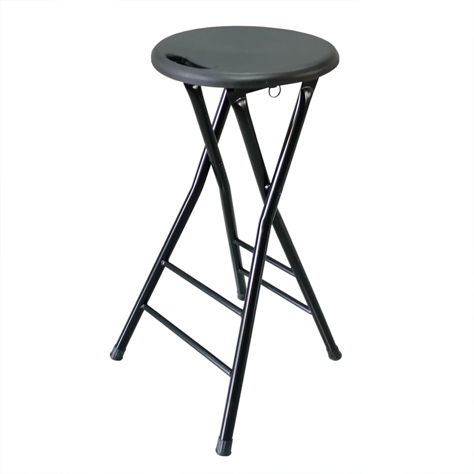 60/70CM High Folding Bar Stools for Kitchen, Backless Portable Counter Seat with Handle and Footrest, Folding Breakfast Stool for Adults (Zwart, 24"(60cm))