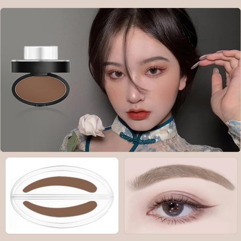 Lovelycat Eyebrow Stamp Powder，Waterproof Eyebrow Stamp Set，Eyebrow Seal Stamp Powder，Create Natural Eyebrow Shape，Waterproof & SweatProof，Non-Smudgeable，Brow Defining Tool for Women，Light Brown-C image 5