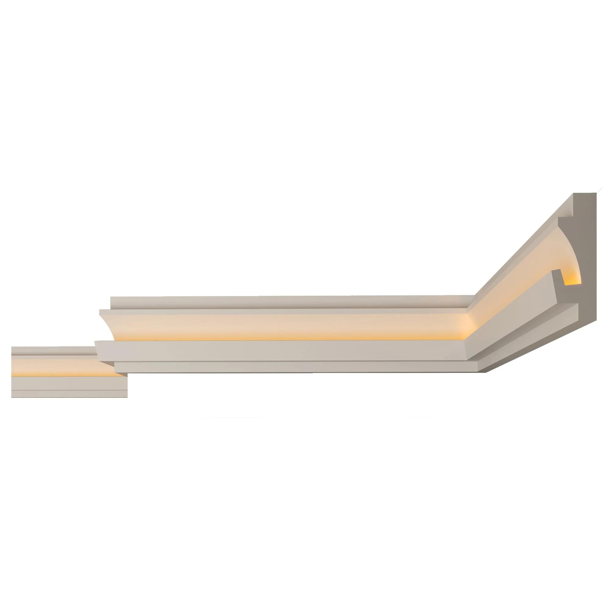 FAST DECOR Premium LED Coving Cornice – Lightweight XPS Ceiling Moulding – Indirect LED Strip Lighting Ready – Paintable & Easy to Install, XPS (CLF09, 10m (5 Length))
