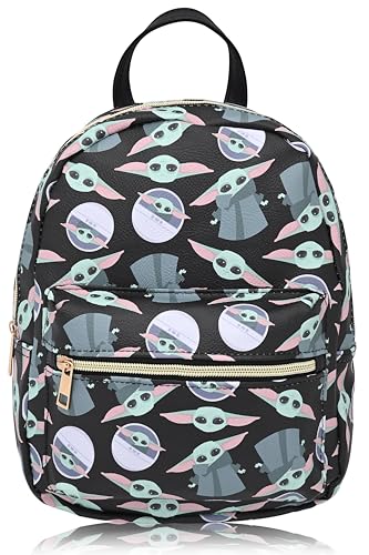 Fast Forward Star Wars Baby Yoda Backpack for Women Men Unisex | Grogu Cute PU Leather 10 Mini Backpack Purse Shoulder Purse | Baby Yoda Bag and Accessories