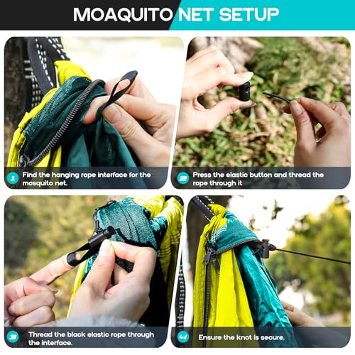 Image of Camping Hammock Mosquito Net,Double & Single Portable Hammocks for Kids Hammocks with 2 Tree Straps,Hammock Tent for Travel Camping,Camping Accessories for Indoor Outdoor Hiking Backpacking