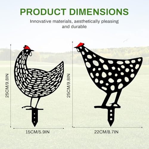 xlwen Dekorative Hühner,2 Stück Huhn Statuen,Hähnchenhof,Bodenkunst Dekoration Tierform Rasen Bodendekoration für Garten,Weg,Gehwege,Garten Dekoration