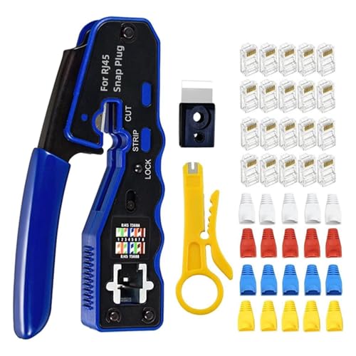 Kit De Reparación De Cable Ethernet, Herramienta Para Cable Ethernet | Alicates De Crimpado Profesional Para Cable Ethernet, Pelacables Ethernet,Kit De Herramientas De Redes Versátiles, Crimpadora