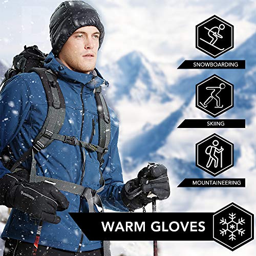Andoer Luvas de esqui Homens Mulheres Luvas quentes de inverno Luvas de neve à prova de vento Luvas