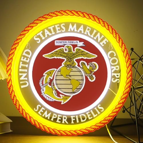 Image of Military-themed Neon Lights Veteran Neon Signs Wall Decor for Man Cave Bedroom Bar Army Themed Gift Art for Christmas Party-12.6x12.6 IN-USB Powered-Acrylic