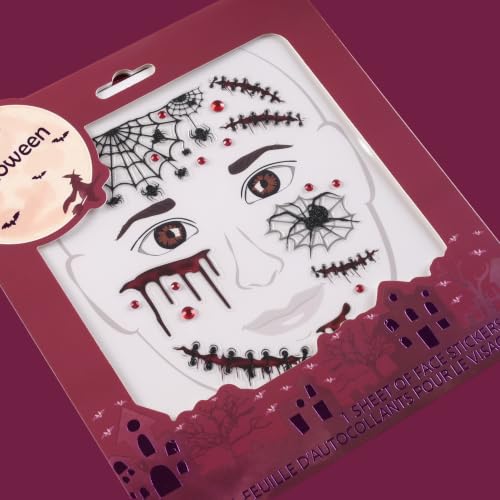 2 Sheets Halloween Face Stickers Halloween Face Tattoos for Women Men Kids - image 4