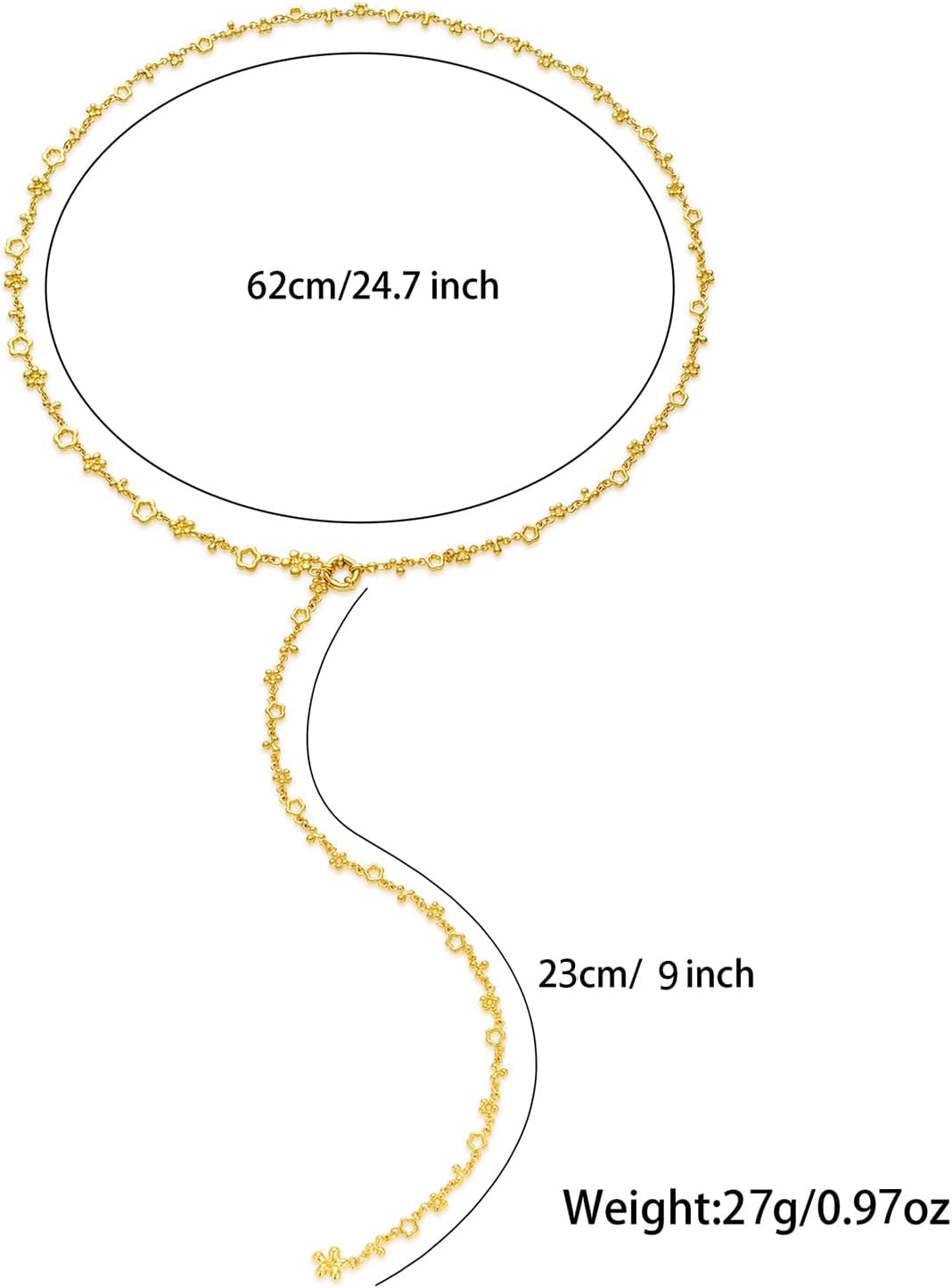 Gold Plated Long Y Necklace for Women,Adjustable Lariat Chain Statement Jewelry, Trendy Accessory for Party Date Night Daily Streetwear - Image 3