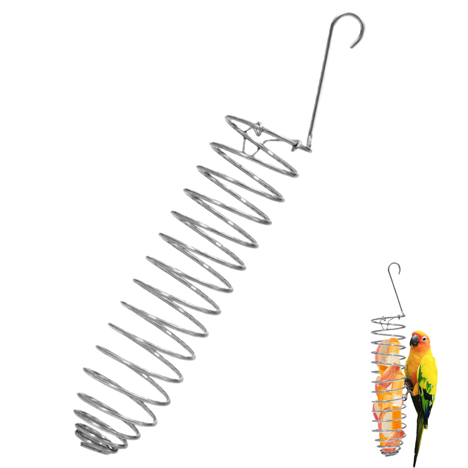 Bird Foraging Toy, Steel Holder for Bird Cage Accessories Hanging Fruit Vegetable Feeder for Parrot Cage Parakeet
