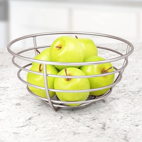 Image of Sulfar Metal Fruit Bowl Centerpiece for Kitchen and Dining Room Countertops, Tables, Buffets, Refrigerators