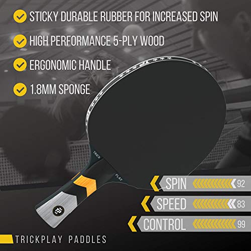 Trickplay Professional Ping Pong Net For Any Table | Portable Anywhere Table Tennis Set With Retractable Net, 2 Paddle Set, 3-Star Balls, Fitted Storage Case #TOP1