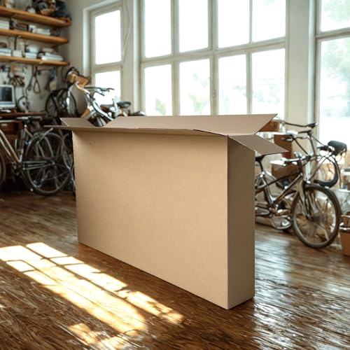Geschickt Verpackt Fahrradkarton groß 1800x250x1000 mm – stabiler 2-welliger Versandkarton für E-Bike & Fahrrad – mit Handgriffen, 50 kg Traglast, recycelbar, für Spedition & Flugzeug, Made in Germany