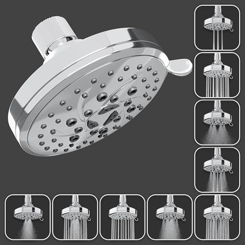 Image of B Backline ABS 9-Function Overhead Shower | Multifunction 4.5 Inch Shower Head Without Arm | High Pressure Bathroom Shower | 30% water saving| Easy Clean Nozzles (Chrome Glossy Finish)