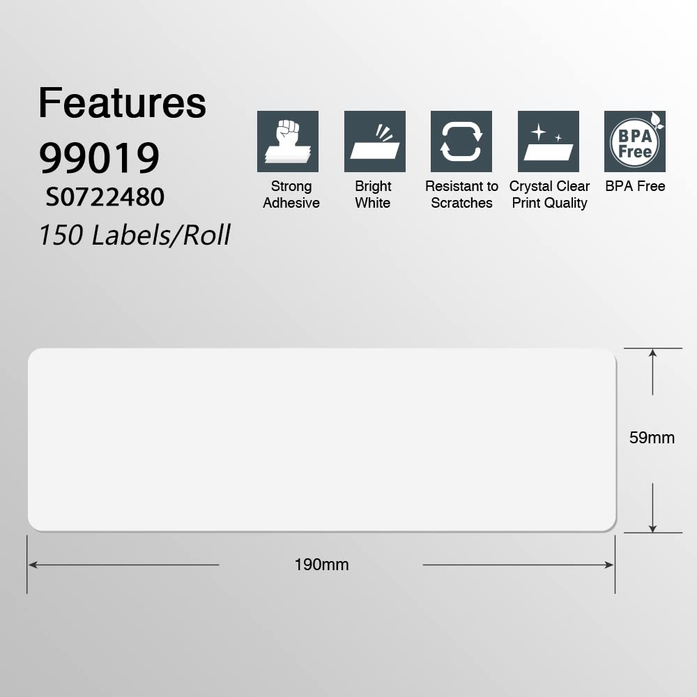 BETCKEY, 6 Rolls Yellow Lever Arch File Labels Compatible with DYMO 99019(S0722480), 59mm x 190mm - Image 2