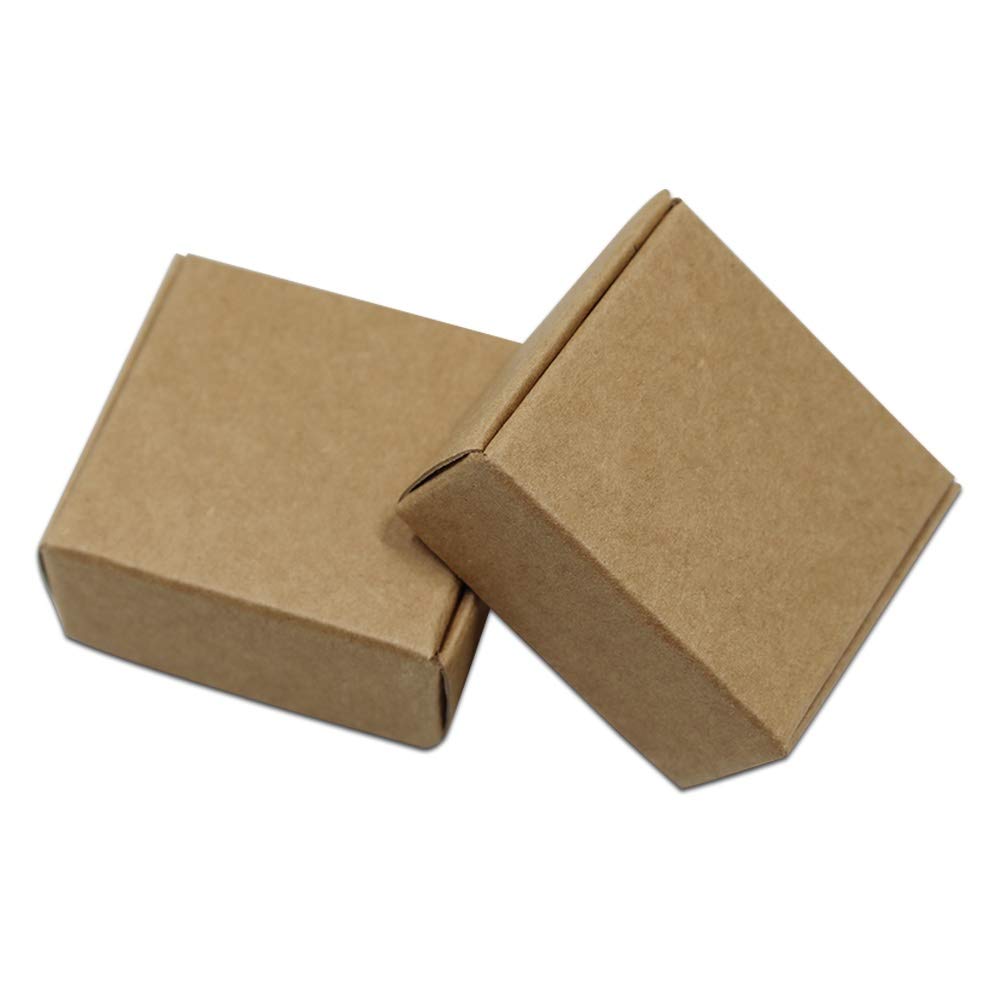 600 sztuk Retro Prezent Pakuj pudełko Dostawy Brown Kraft Paper Box Opakowania dla Candy Chocolate Jewellery Magazynowe Favors Favors(5.5x5.5x2.2cm)