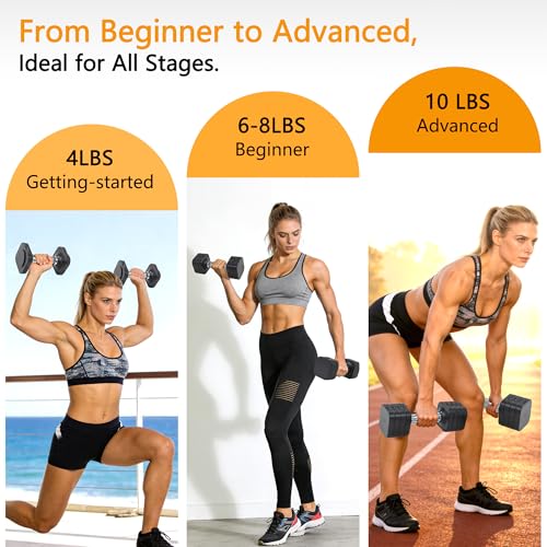 Image of 20LBS Adjustable Dumbbell Set, 4 in 1 Free Weights Dumbbells Set for,4lb 6lb 8lb 10lb, with Metal Non Slip Handle,Quick Change,Home Gym Strength Training Equipment for Men and Women