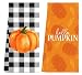 LXOMILL Buffalo Plaid Fall Kitchen Towels, Pumpkin Dish Towels, Farmhouse Fall Decorations for Kitchen, Fall Pumpkin Hand Towels Set of 2