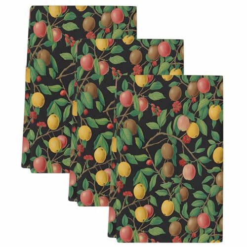 Epetloutys Lemons Kitchen Towels Set of 3, Water Absorbent Dish
