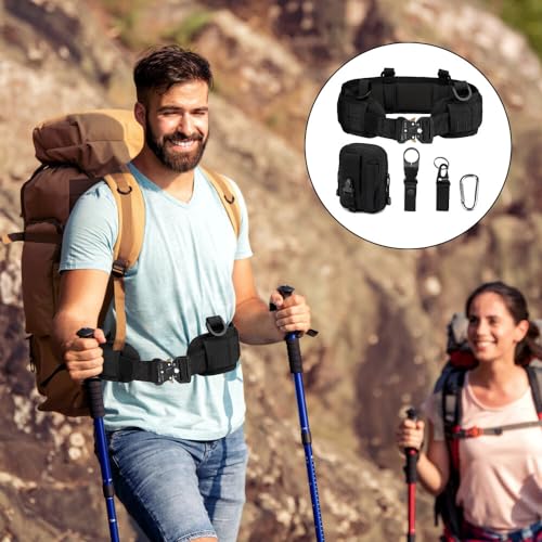 Gobesty Taktischer Gürtel mit Taschen, Nylon Militär Molle Gürtel, Schnellverschluss Metallschnalle Tactical Rigger Gürtel mit Wasserkocher-Schnalle, für Draussen Sportarten Camping, Schwarz