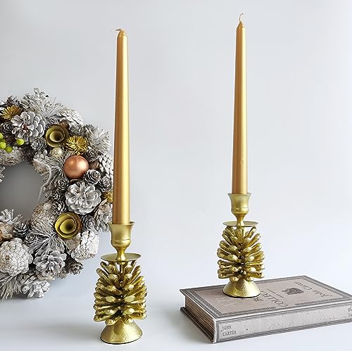 Bstgifts PINECONE CH Iron Pine Cone Candlesticks/Pine Cone Taper Candle Holders/Mid Century Christmas Decor/French Country Farmhouse Décor thumb #1