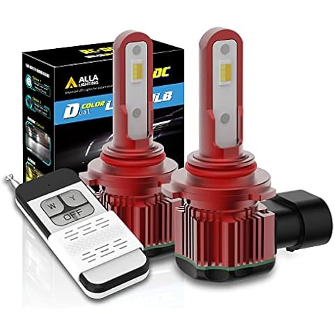 Alla Lighting Newest 9140 9145 H10 LED Switchback Fog Lights Bulbs w/Remote Control, 6000K White/3000K Yellow Dual Color Easy Switch, Xtreme Super Bright Cover