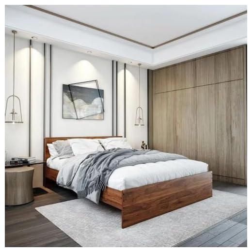 Wakefit Bed | Queen (78 X 60) Engineered Wood Bed Without Storage, 1 Year Warranty | - Taurus - Columbian Walnut