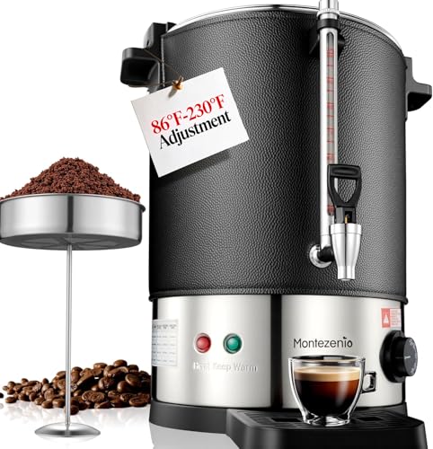 100 Cup Commercial Coffee Urn with Temp Control, 1500W Extra Large Coffee Maker Double Insulated 304 Stainless Steel Coffee Dispenser Hot Water Urn with for Home Party Office Catering, 15L/4 Gallon