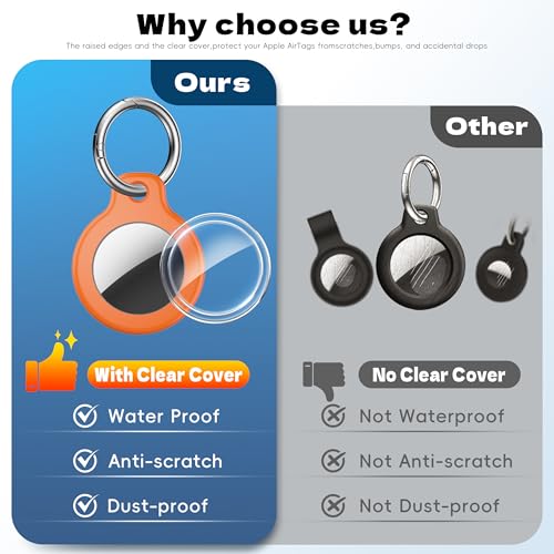 Image of Airtag Holder Waterproof Airtag Keychain Compatible with Apple(Set of 4) | Locking Case with Cable, Ultra-Durable Anti-Loss Case for Luggage and Keys, Black, Orange, Blue, Red
