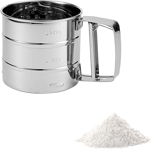 Tamiz de harina de gran capacidad coctelera de harina manual tamiz de harina para glaseado pastel harina azúcar